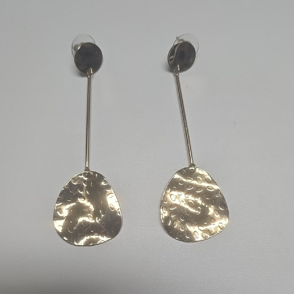 SOLD! Chic Gold Hammered Drop Earrings